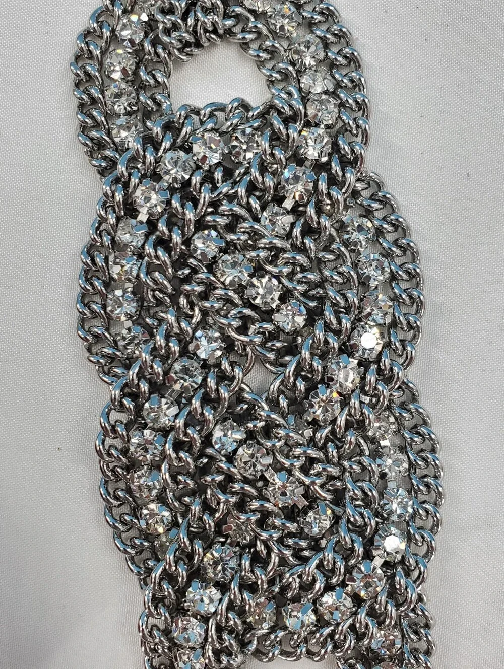 Vintage SPARKLY woven chain and rhinestone bracelet